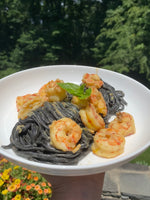 Shrimp Squid Ink Pasta with a Saffron Cream Sauce